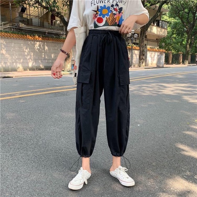 Quần Jogger Box Trơn/ Set Croptop Nút Jogger Box Ảnh Thật