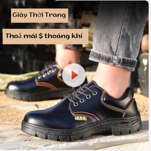 giày bảo hộ lao động nam Safety boot cổ thấp mũi sắt chống đinh, chống va đập dành cho thợ hàn điện đi làm, đi chơi