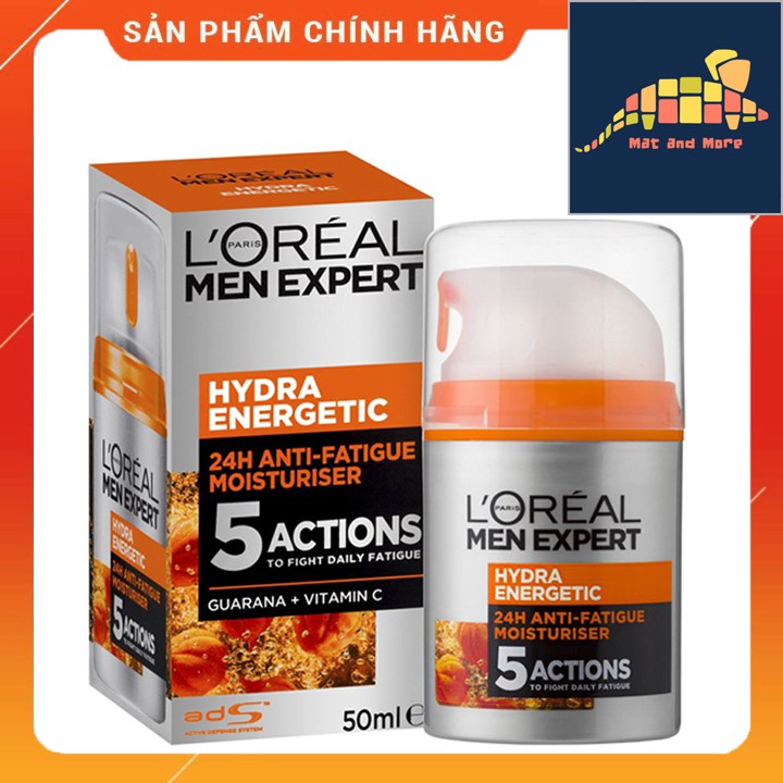 [CHÍNH HÃNG] Kem dưỡng ẩm 5 tác động chống mệt mỏi Loreal Men Expert Hydra Energetic, Anti-Fatigue Moisturiser 50ml