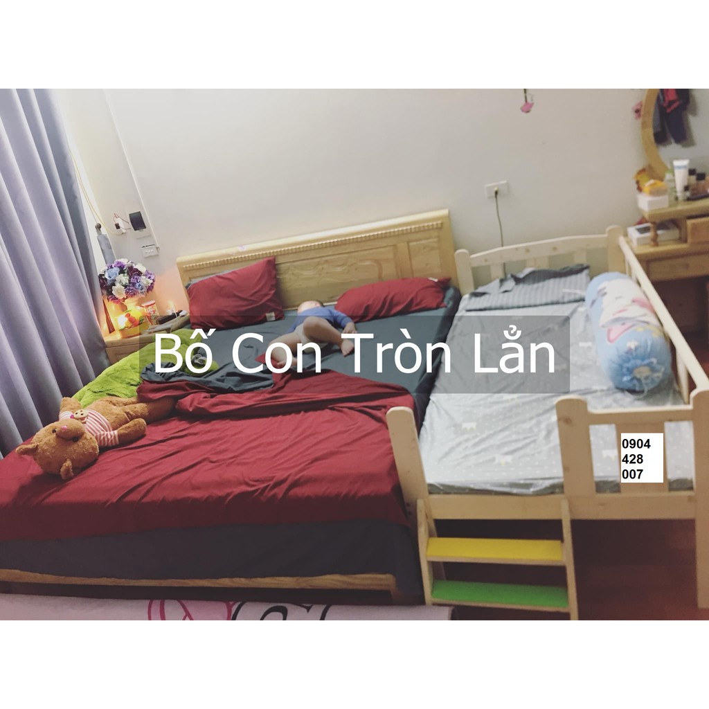 Giường trẻ em bền, đẹp, chắc chắn an toàn cho các con yêu nằm kê sát đặt cạnh áp sát giường đơn của bố mẹ