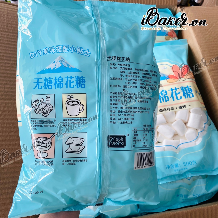 Kẹo Marshmallow Erko ăn kiêng/ ít ngọt - túi 500g