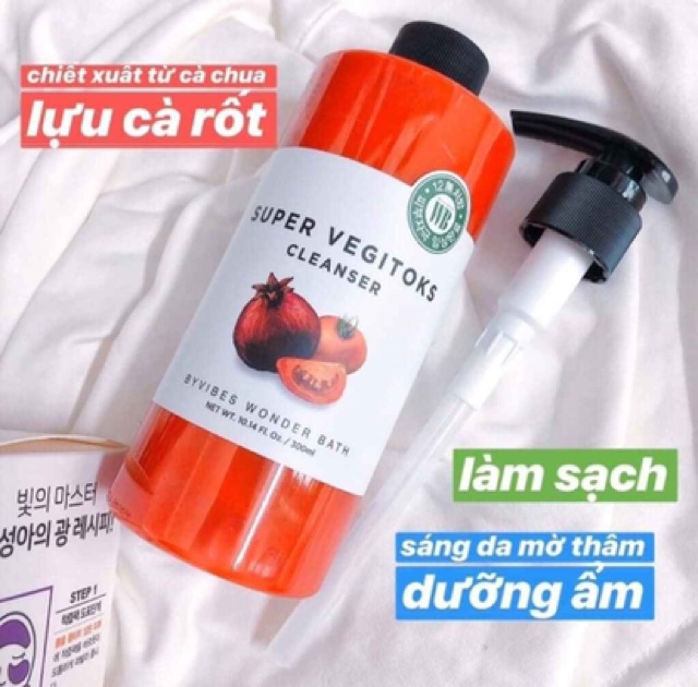 [Gom Order] Sữa rửa mặt rau củ sủi bọt thải độc an toàn Byvibes wonder bath super vegitoks