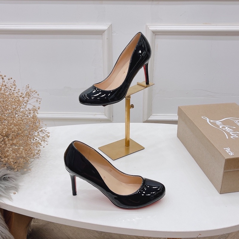 Giày cao gót trơn mũi tròn gót nhọn 7 phân