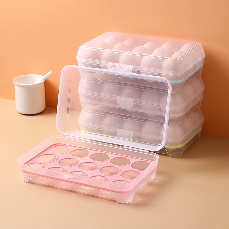 Hộp Khay Đựng Trứng Gà, Giỏ Rổ Đựng Trứng Vịt Tiện Lợi 1 Tầng 15 Ngăn