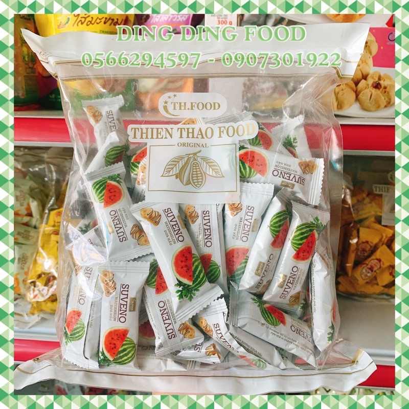 Mới - 500g Bánh Xốp Suveno Vị Dưa Hấu , Kem Sữa Chua Giòn Thiên Thảo, Ăn Vặt Siêu Ngon, DING DING FOOD
