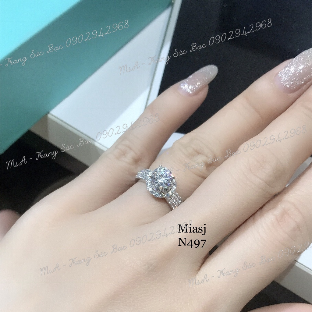 Nhẫn đính hôn bạc Ý S925 nữ MiASJ N467 hình hoa kết đá cao cấp