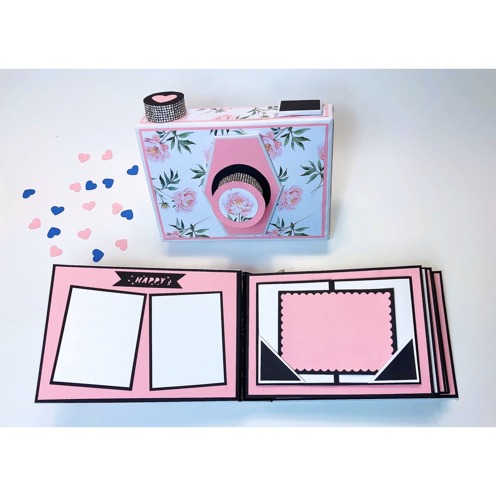 Camera box - album dán ảnh màu hồng - ảnh chụp thực tế - đẹp - độc - lạ