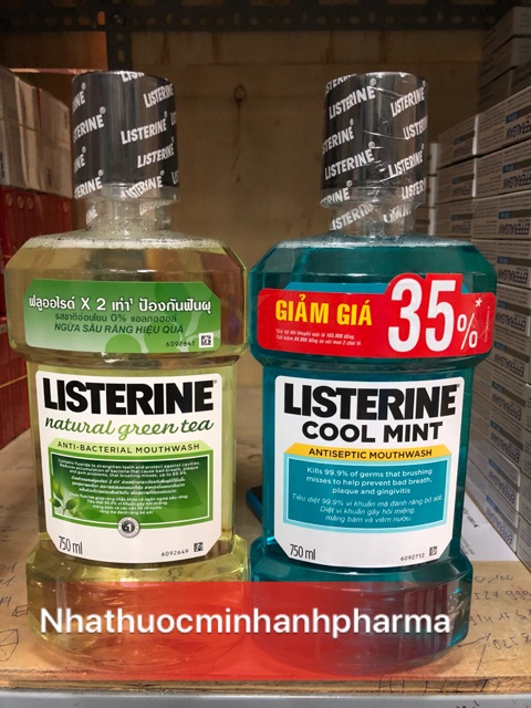 Nước súc miệng Listerine 750ml vị bạc hà &amp; trà xanh