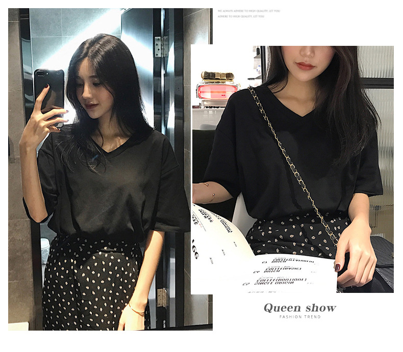 2021 short-sleeved T-shirt women's trendy summer new sexy thin student solid color loose top tees