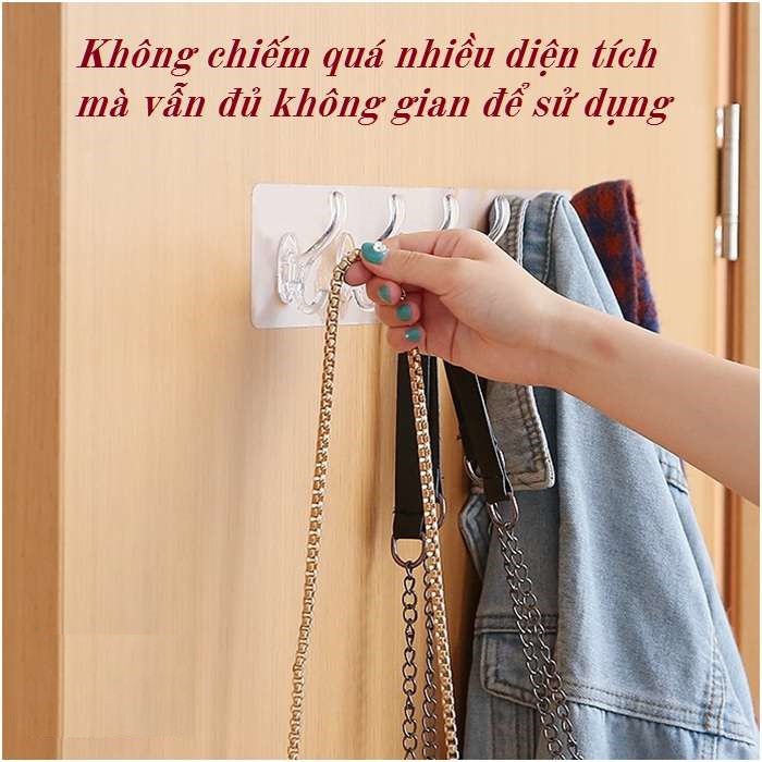 Thanh Treo Đồ Dán Tường 6 Móc Liền Mạch Trong Suốt Siêu Chắc