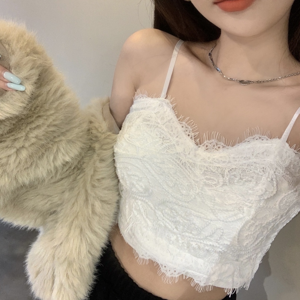 Áo hai dây XIAOZHAINV phối ren thời trang quyến rũ cho nữ