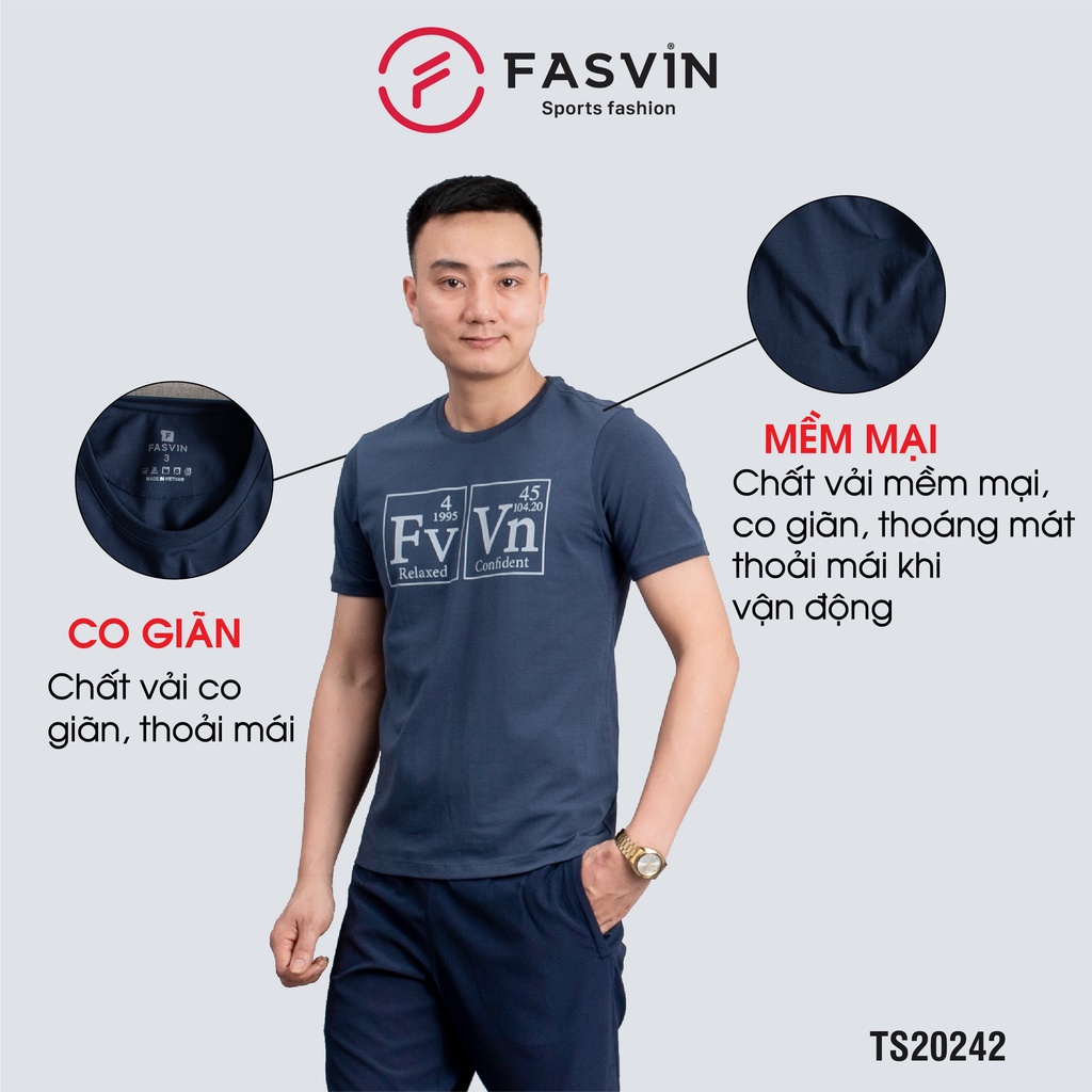 Áo thun nam cổ tròn Fasvin TS20242.HN chất liệu cotton co giãn mềm mịn thoáng mát