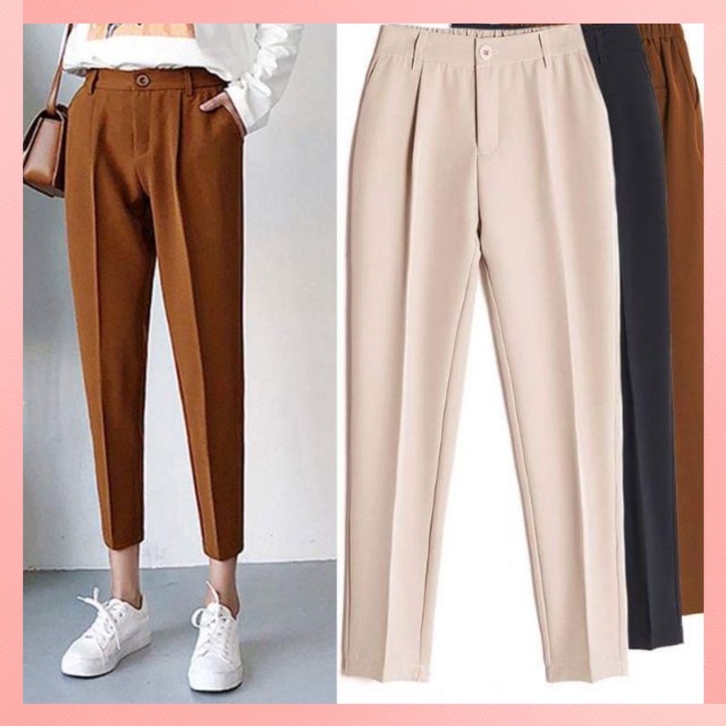Quần Tây Nữ Lưng Chun, Cạp Cao Tôn Dáng Khoá Trướcchất Vải Tuyết Mưa Vitex Có Big Size Dáng Quần Baggy Công Sở Nữ Mã 415