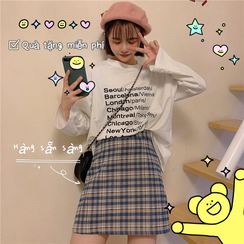Korean fashion high-waisted plaid short skirt for women