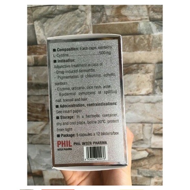 Viên bổ L-cystine Philslin 500mg (hộp 60 viên)
