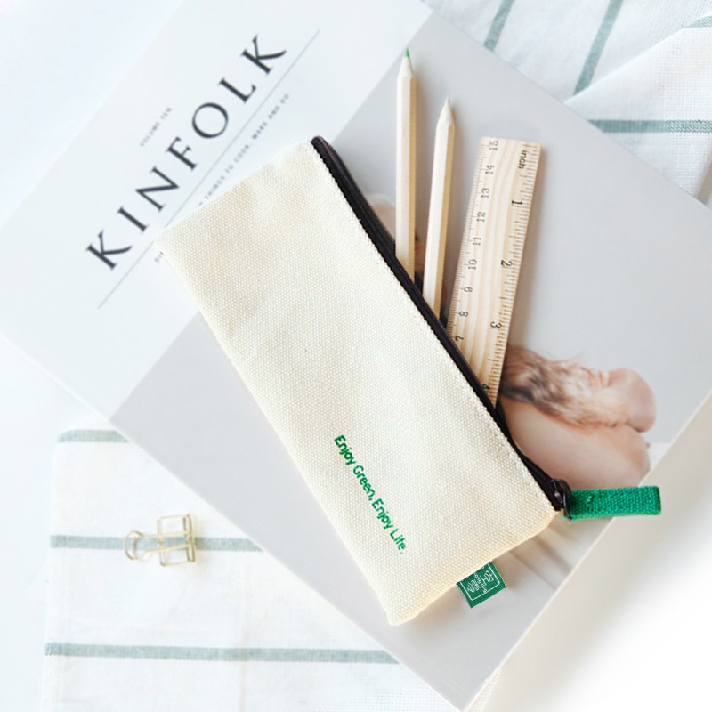 1 Túi Đựng Bút Bằng Cotton Đơn Giản Nhỏ Gọn Dành Cho Học Sinh