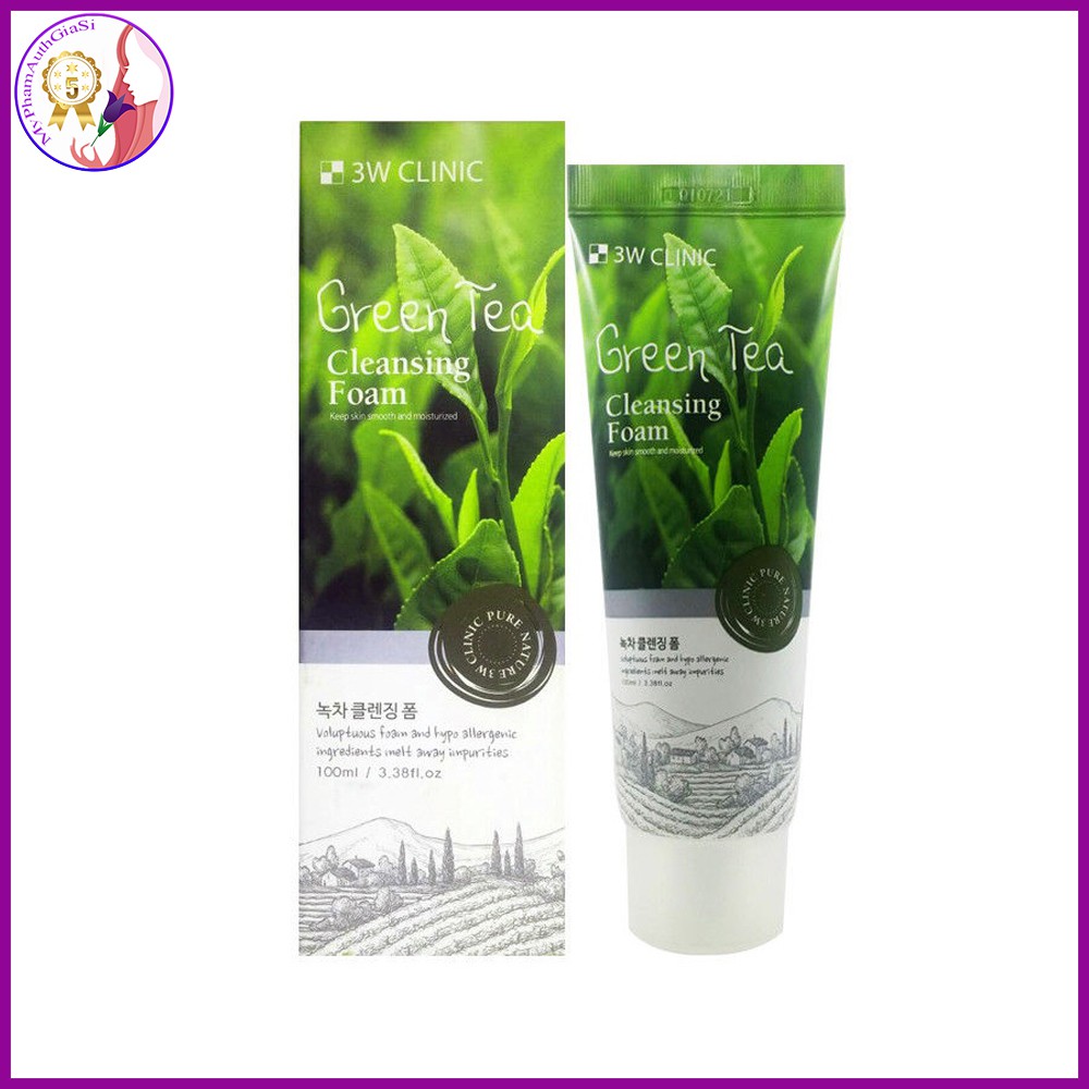 Sữa rửa mặt 3W Clinic chiết xuất trà xanh chống oxy hóa và làm sạch da 100ml Hàn Quốc