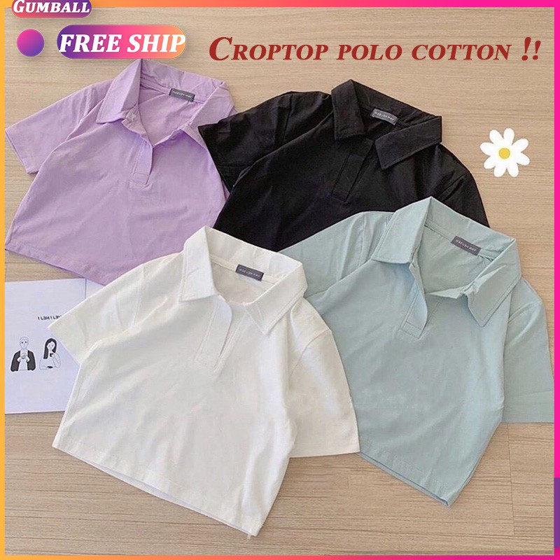 Áo Croptop Nữ Croptop Polo Dáng Ôm Cổ Bẻ Chất Vải Cotton Mềm Thoáng Mát Cá Tính