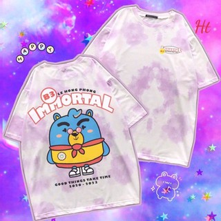 áo thun loang màu tay lỡ in chim béo, áo lớp nhóm team kỷ yếu du lịch