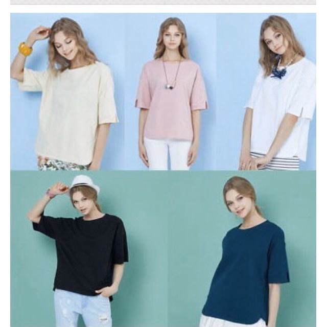 Áo thun trơn dáng rộng xuất Hàn