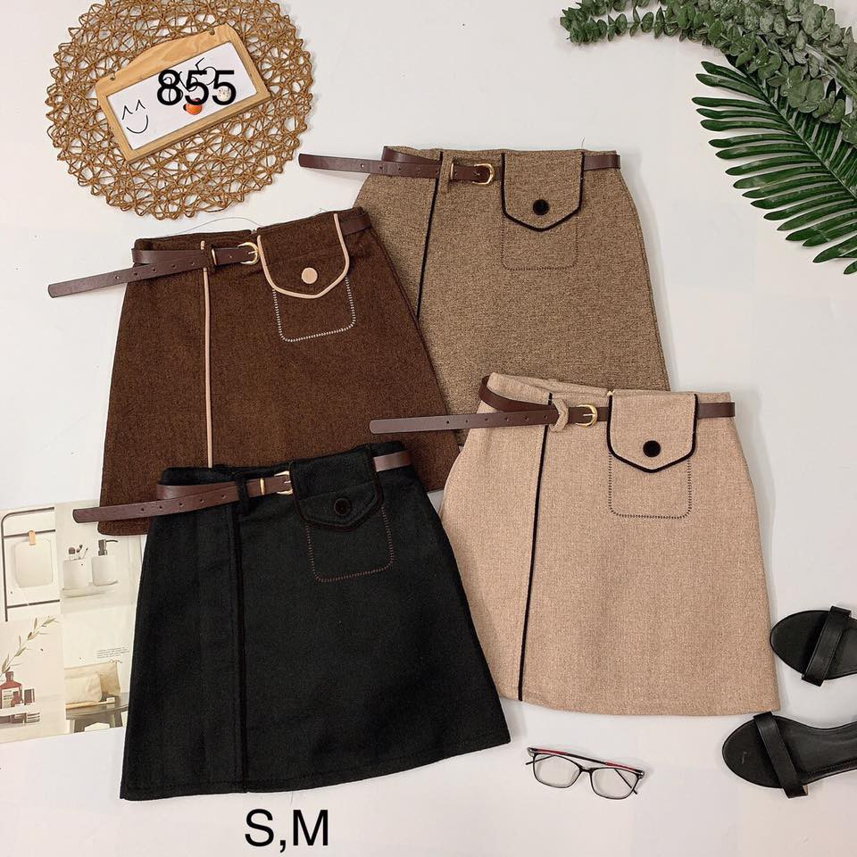 Chân váy túi giả viền kèm nịt