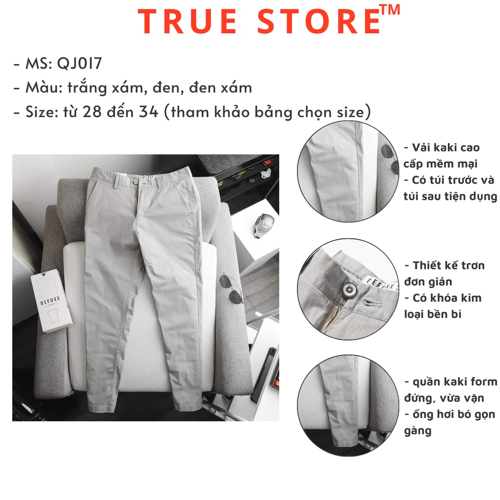 Quần kaki nam cao cấp trơn đơn giản lịch lãm, quần dài nam phong cách công sở, đi chơi, dạo phố, True Store, QJ017