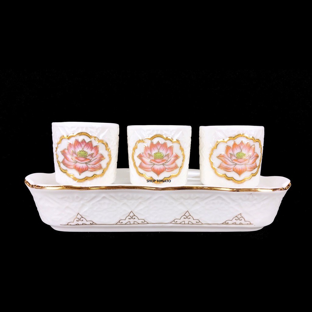 BỘ THỜ CÚNG SỨ HOA SEN HỒNG 1618 ĐỦ SIZE,ĐỦ BỘ