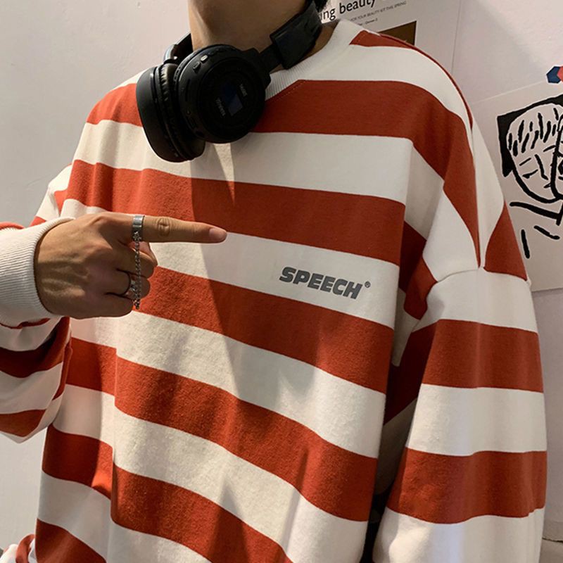 [Order] Áo sweater nỉ bông unisex nam nữ kẻ ngang sắc màu | BigBuy360 - bigbuy360.vn