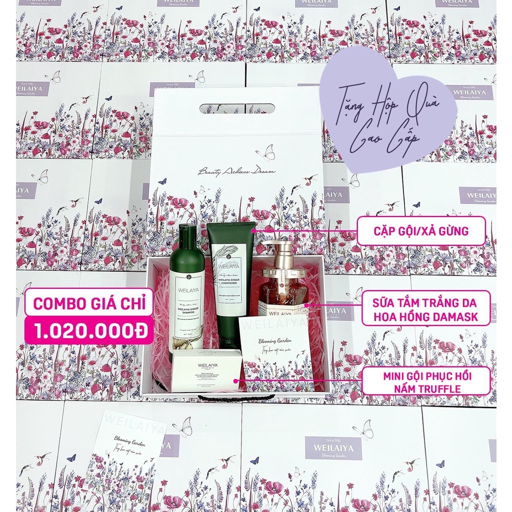 Combo quà tặng Weilaiya tặng bạn gái người thân yêu 8/3, 20/10, 20/11 Lễ tết biếu hỷ Dầu gội sữa tắm Weilaiya chính hãng