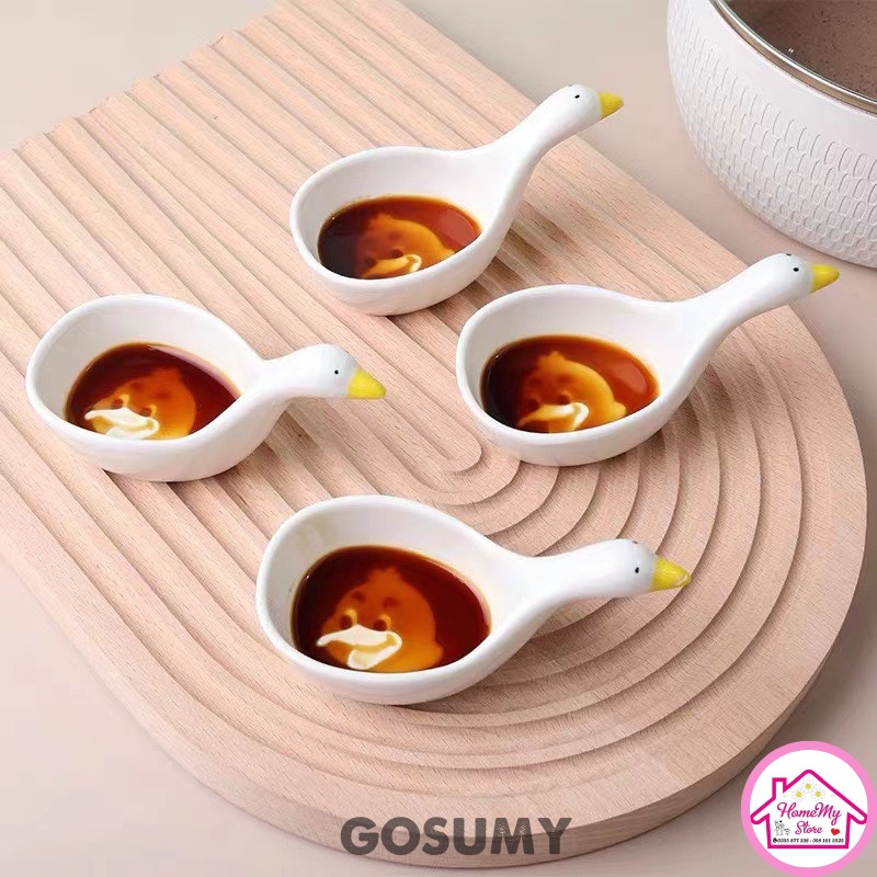 Chén Dĩa Dễ Thương 🦢 Đĩa Gia Vị 🦢 Bát Mắm Hình Con Vịt Decor bàn ăn Cute, Đẹp