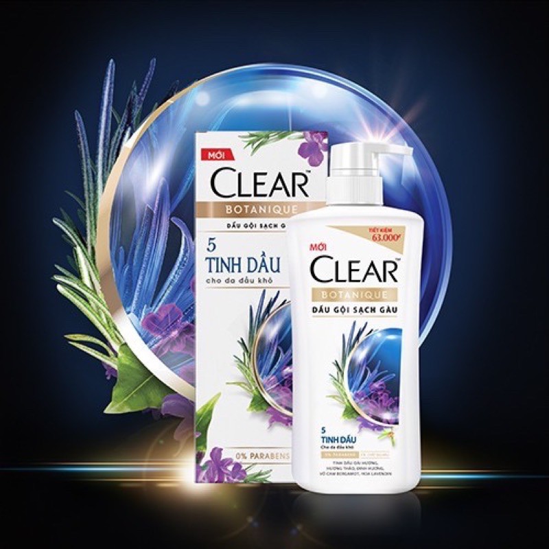 Dầu gội Clear tinh dầu 650g hương oải hương