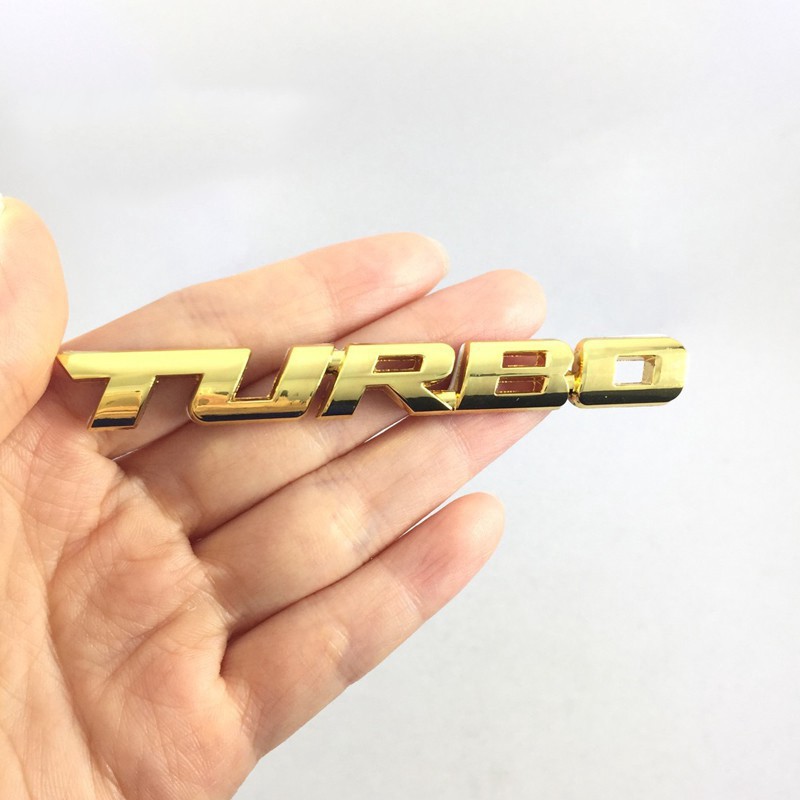 Logo biểu tượng bằng kim loại thiết kế chữ Turbo trang trí xe hơi độc đáo