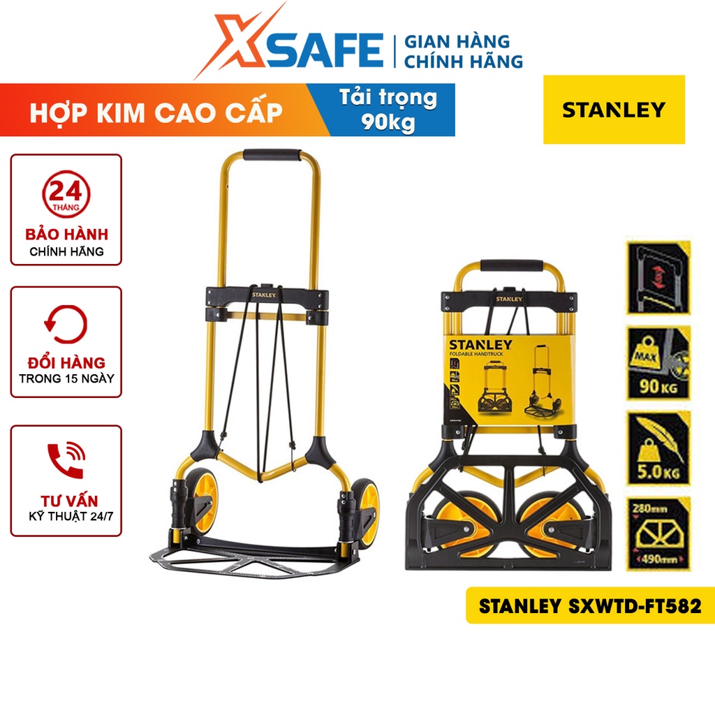 Xe đẩy hàng 2 bánh cao cấp Stanley SXWTD-FT582 gấp gọn kích thước  49x6.5x73cm tải trọng 90kg - chính hãng