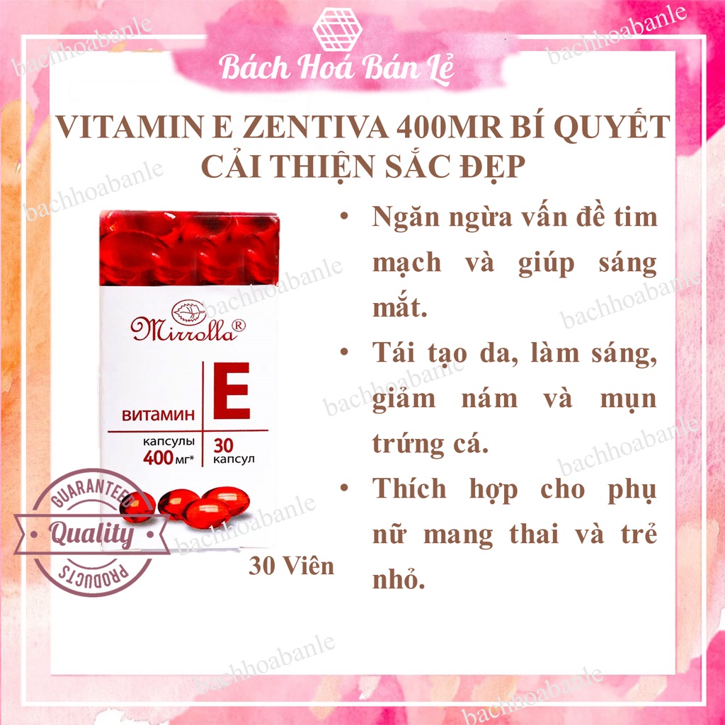 Vitamin E đỏ 400mg Mirrolla