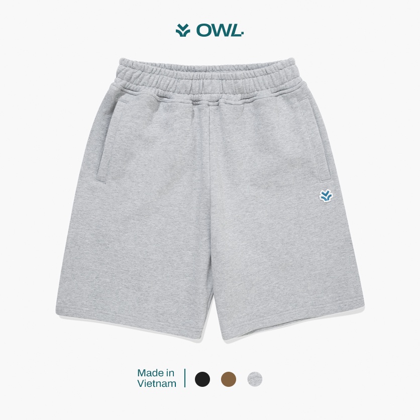 OWL BRAND® JOGGER LOGO SHORT - Quần short nỉ thun màu xám