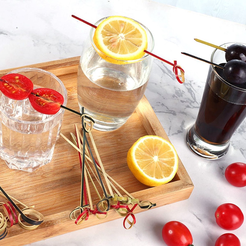 YIYU Set 100 xiên tre ăn trái cây/ trang trí cocktail dùng 1 lần thân thiện với môi trường