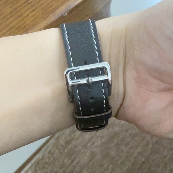 Dây đồng hồ da bò hermes dẹp Casio dùng chốt thông minh siêu mềm size 20mm, 22mm