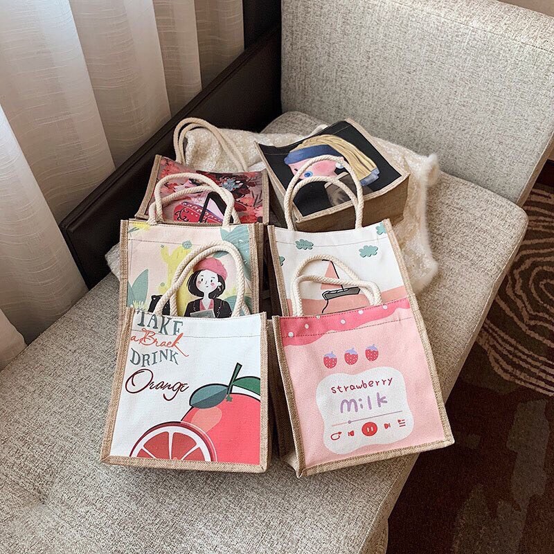 Túi Cói Đi CHơi, Đi Biển Phong Cách Trẻ Trung KT:x21x21x13cm