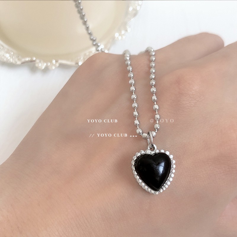 Dây Chuyền Mặt Hình Trái Tim Bằng Mã Não Kèm Dây Chất Liệu Thép Titan Cao Cấp Cho Nữ