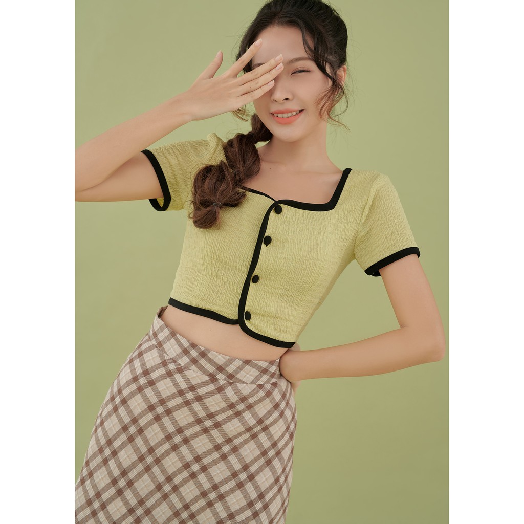 Áo croptop thun cổ vuông Lasi Top By Gum (mua kèm áo ống với deal hời)