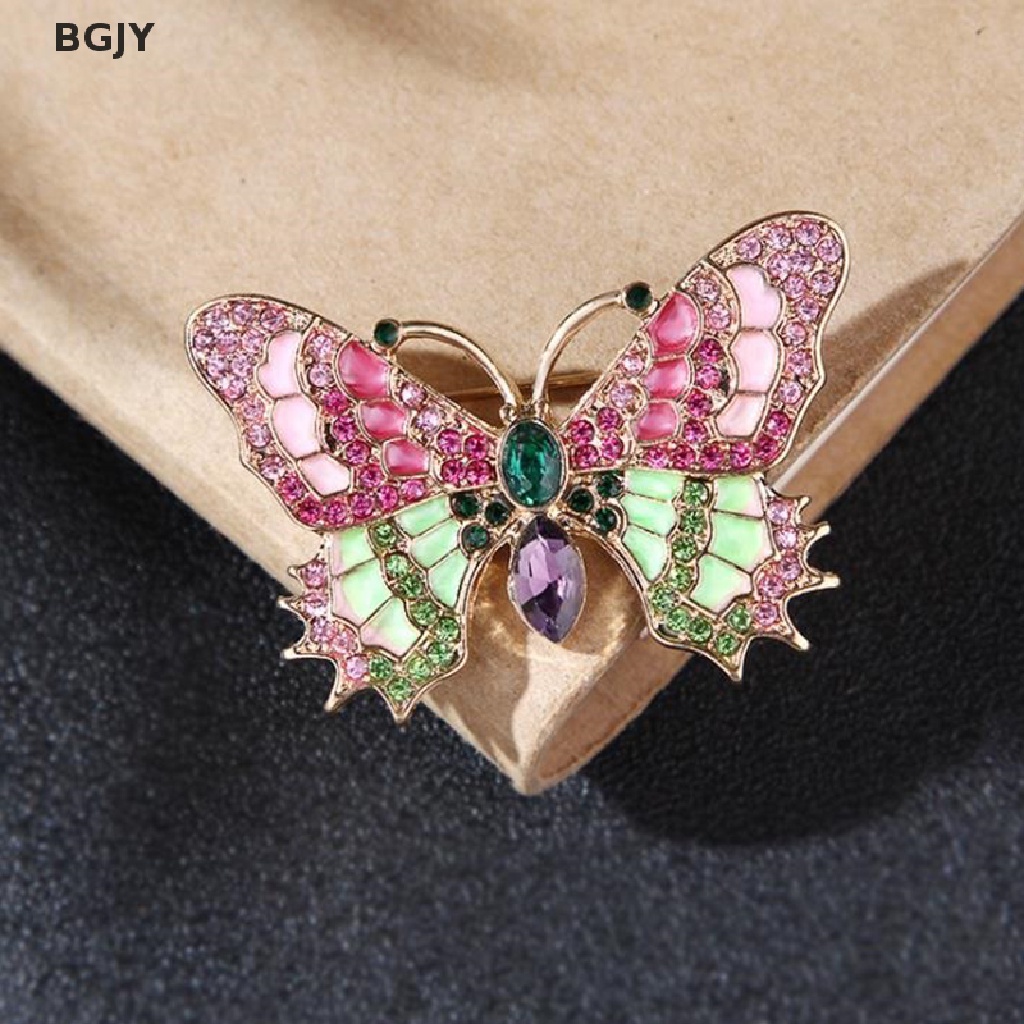 Trâm Cài Áo Hình Bướm Tráng Men Đính Đá Nhiều Màu Sắc Dễ Thương Mới