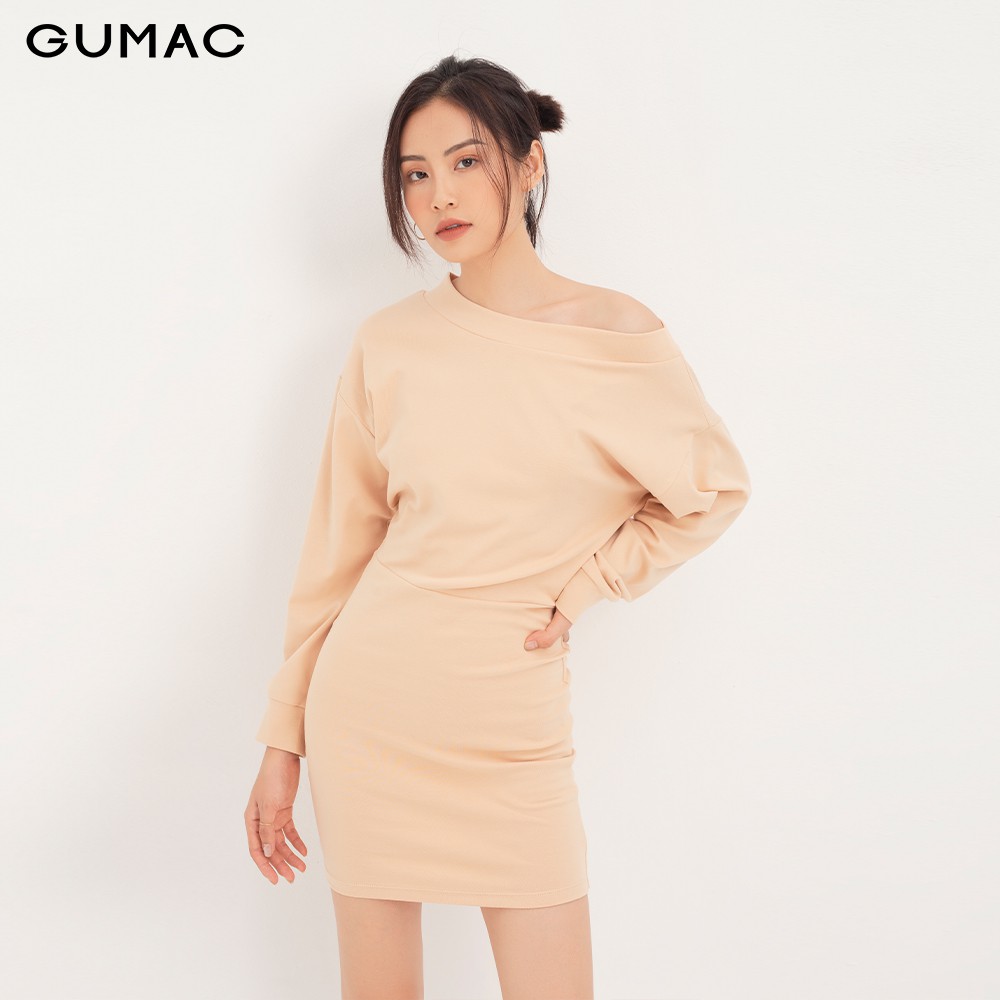[Mã WABRGU50 giảm 10% đơn 250K] Đầm thun nữ GUMAC tay dài bẹt vai, đủ màu đủ size DA1291 | BigBuy360 - bigbuy360.vn