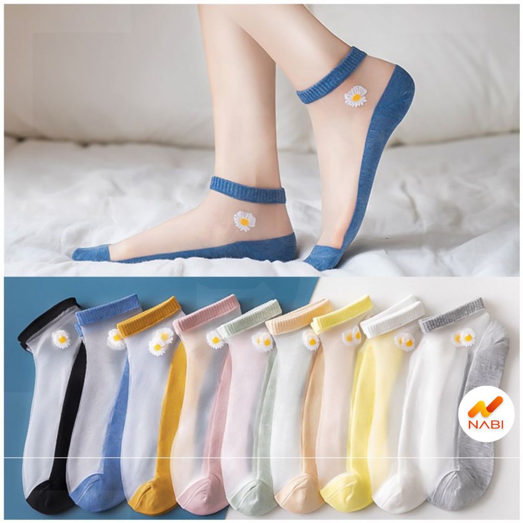 Túi 10 đôi tất lưới ren hoa cúc