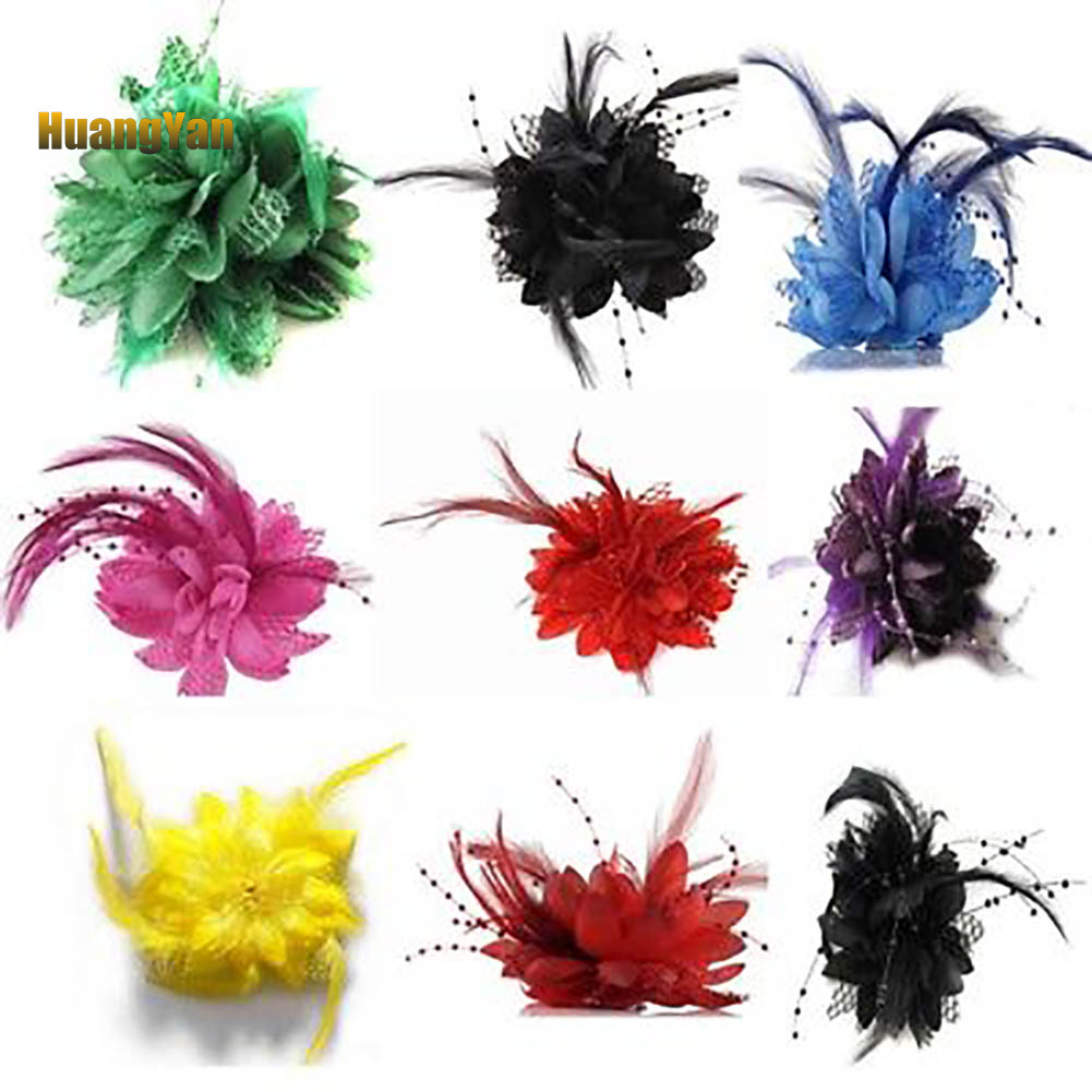 *DJTS* Fashion Flower Feather Bead Corsage Hairband Pin Wedding Headwear Decor Gift