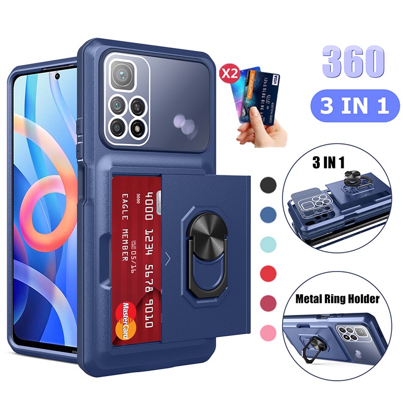 Ốp Điện Thoại Có Nắp Trượt Đựng Thẻ Cho Xiaomi 11T 12 12X Poco X3 NFC Redmi Note 10 10s 11 11s Pro 5G