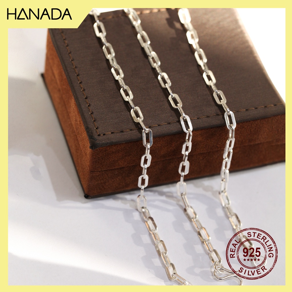 Lắc Tay Bạc Nguyên Chất Hanada 1.3 Chỉ Bản Dày Đeo Vừa Vặn Vòng Unisex Móc Xích Bản Dẹp Nam Nữ 0258