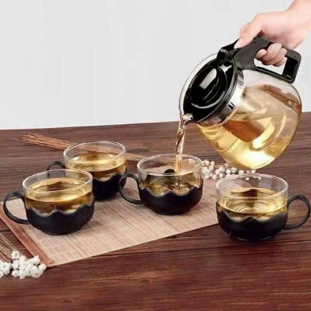 Bộ Ấm Trà Thủy Tinh 5 Món 1000ml | BigBuy360 - bigbuy360.vn