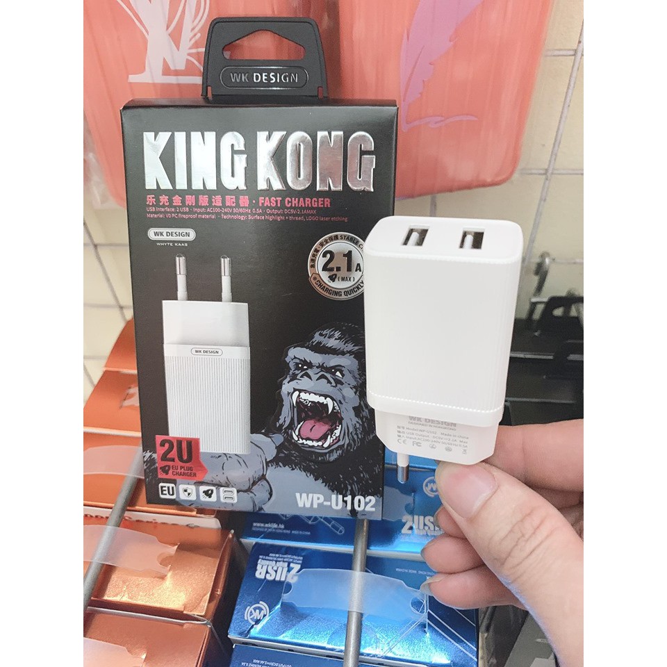 Củ sạc iphone king kong 2 cổng usb- WP U102 IPHONE- SAM SUNG- VIVO