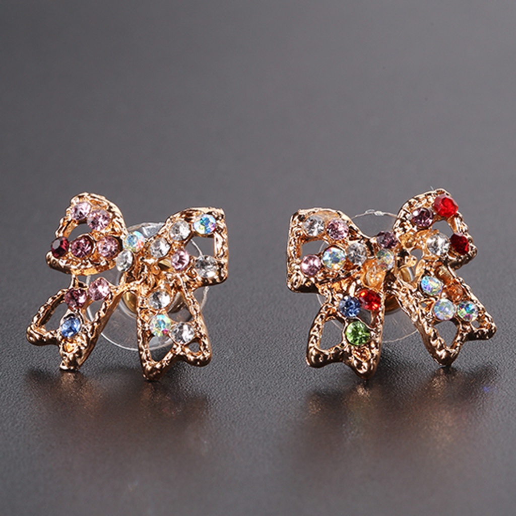 Hoa tai nơ đính đá nhiều màu dành cho nữ