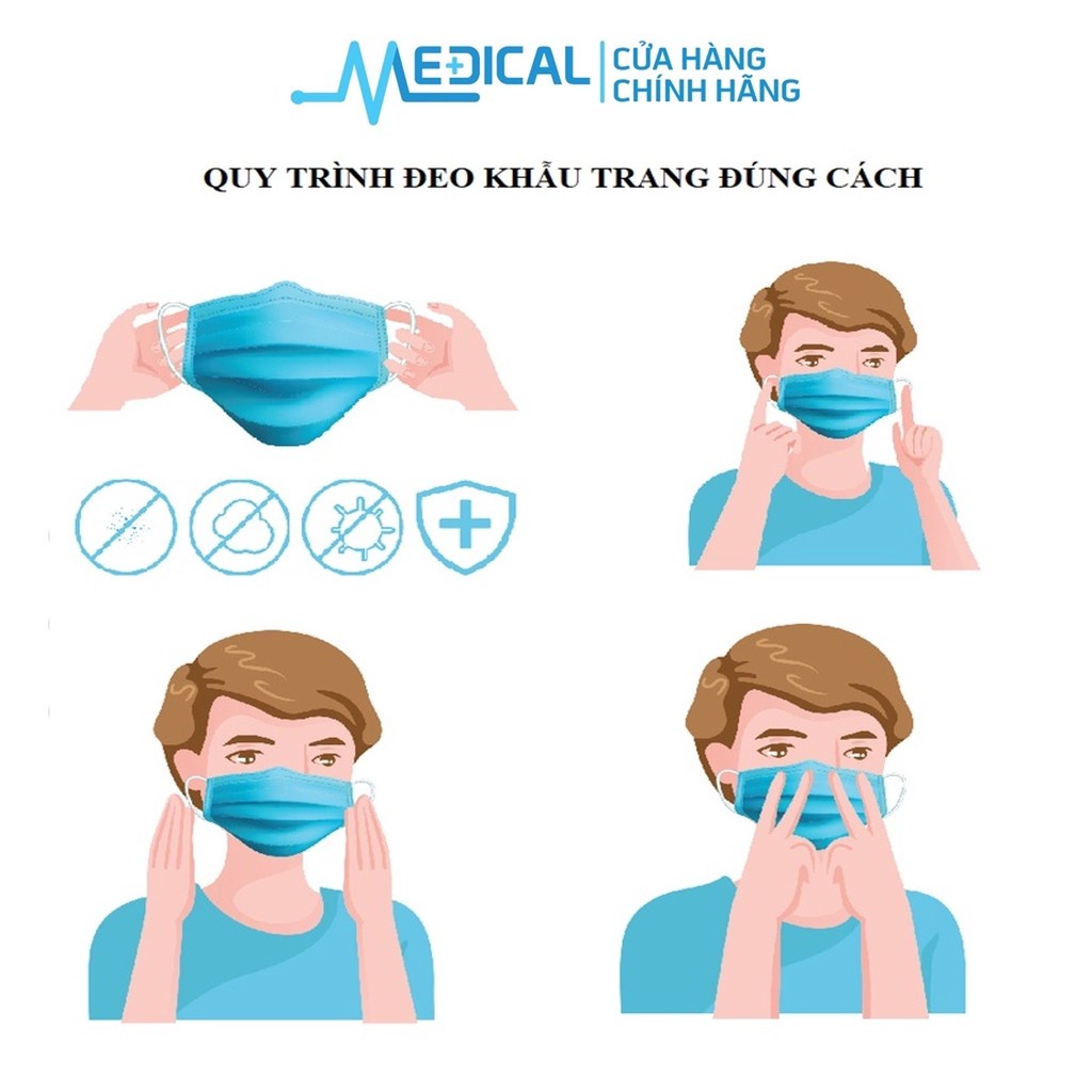 Khẩu trang y tế 4 lớp cao cấp PHÚC KHANG có giấy lọc kháng khuẩn MÀU TRẮNG - MEDICAL